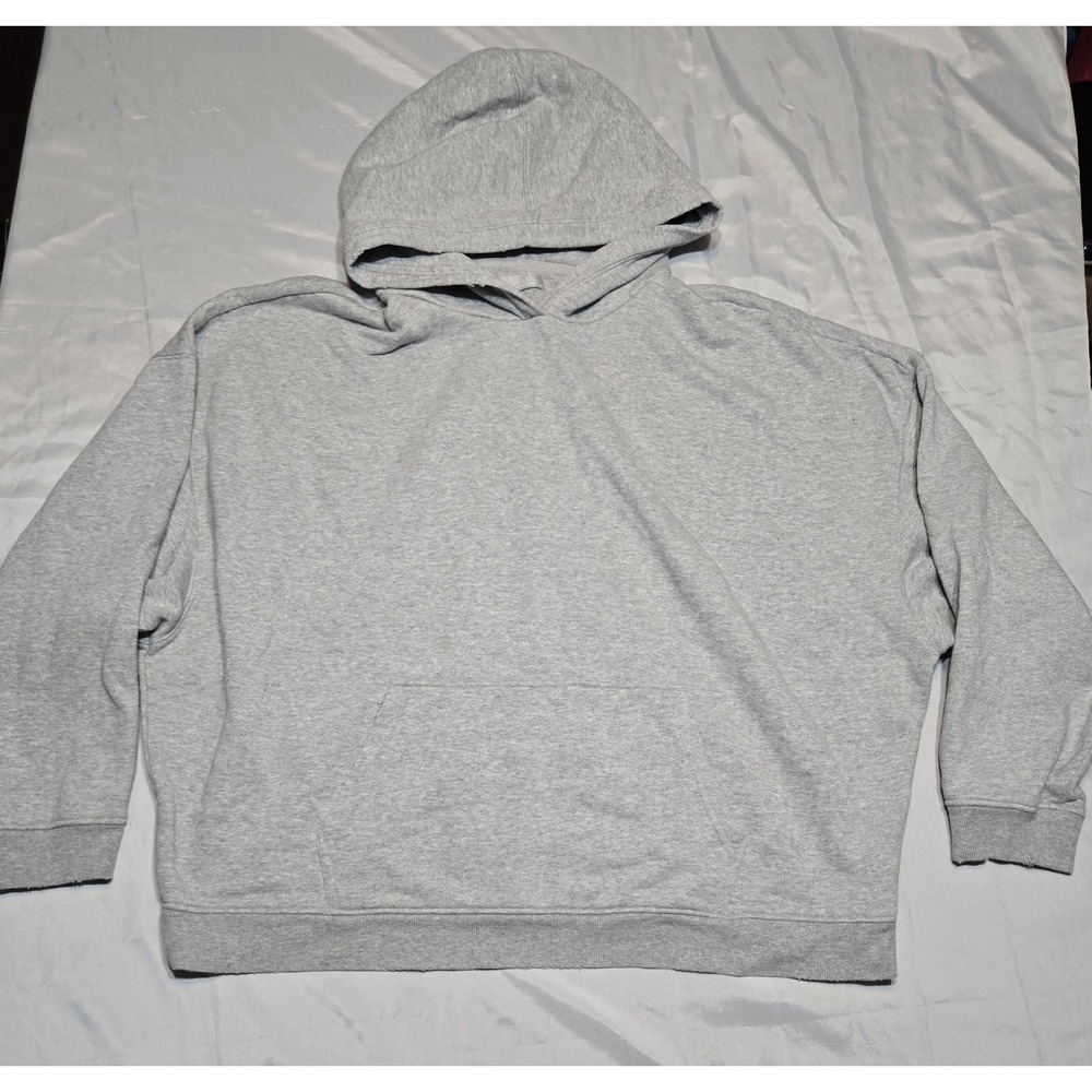 Nuuds Vintage Fleece Hoodie‎ Pullover Grey XXL Oversized Drop Shoulder See Pics